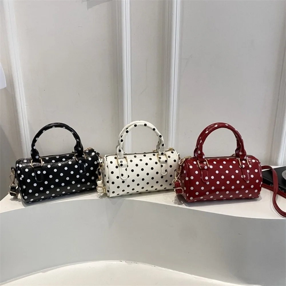 Bolso bandolera vintage con cremallera y lunares estilo coreano - imagen 5