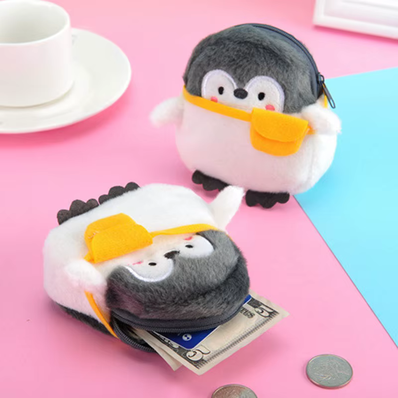 Bolso hombro pingüino kawaii felpa suave – Cartera monedero niñas - imagen 2