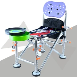 Silla de pesca acero inoxidable – Respaldo ajustable reclinable cuatro patas