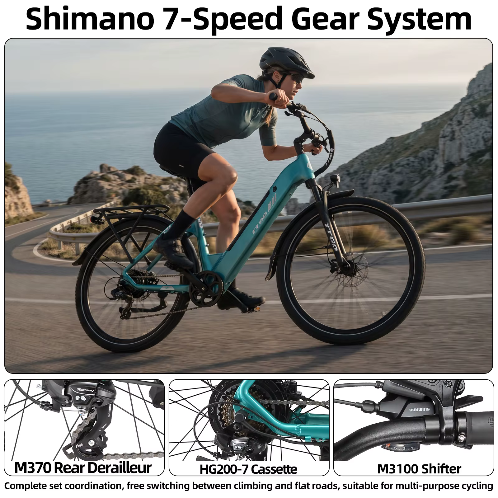 Bicicleta eléctrica TTGO C5 48V con motor 250W y frenos hidráulicos - imagen 4