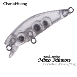 Señuelos Micro Minnow sin pintar 45mm – Hundimiento lento artesanal