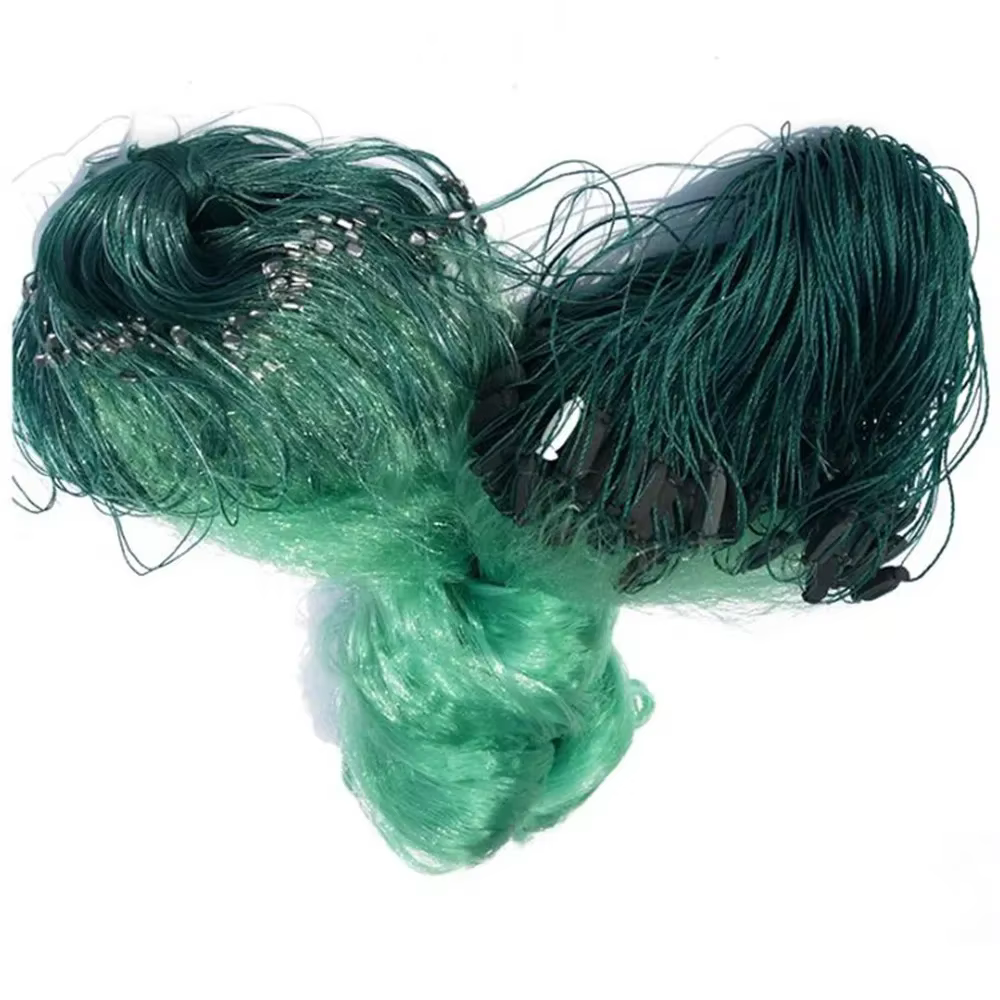 Red de pesca plegable de nylon verde multicapa