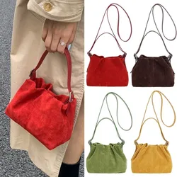 Bolso bandolera de gamuza vintage tipo cubo con correa ajustable