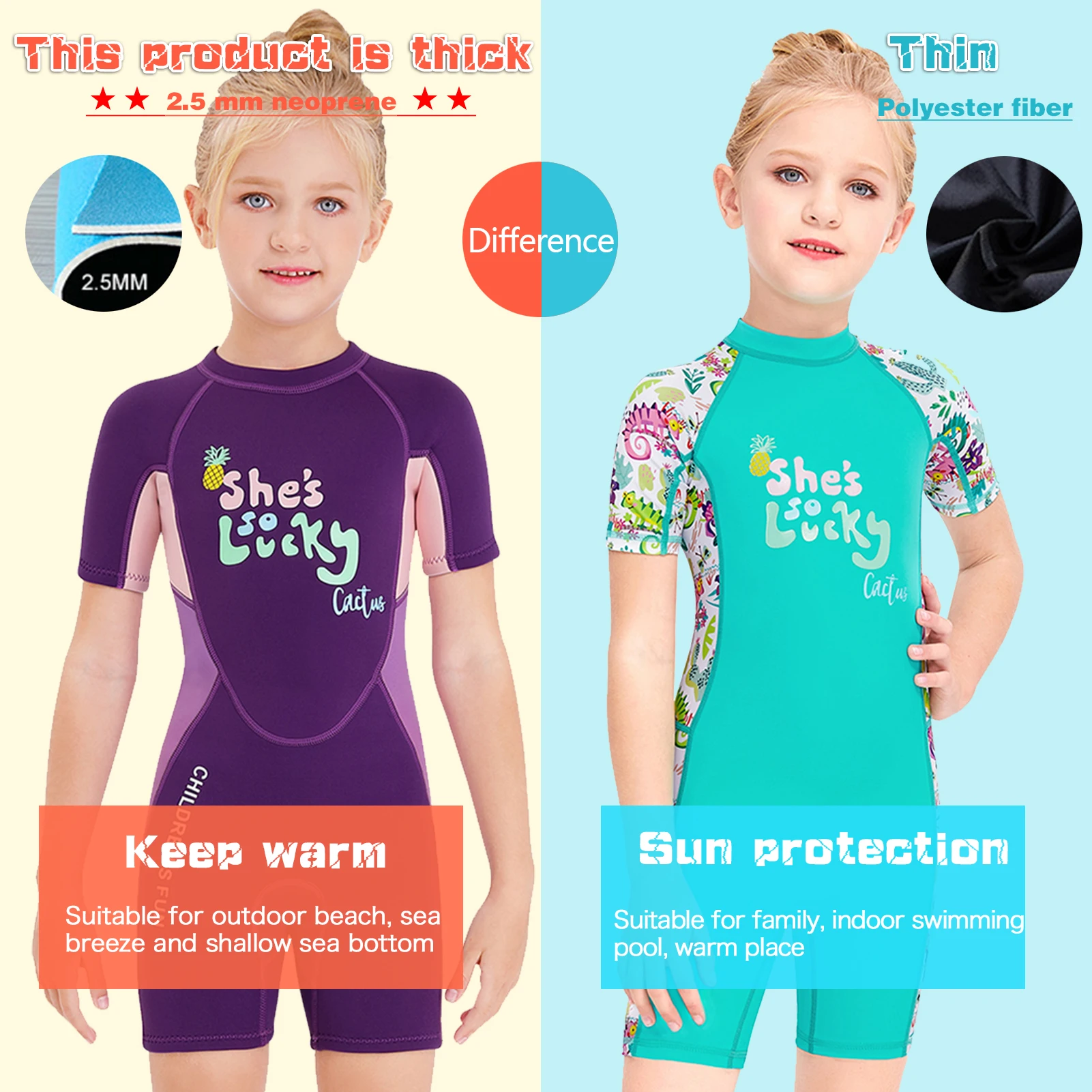 Traje de neopreno infantil una pieza con protección UV y anti-medusas