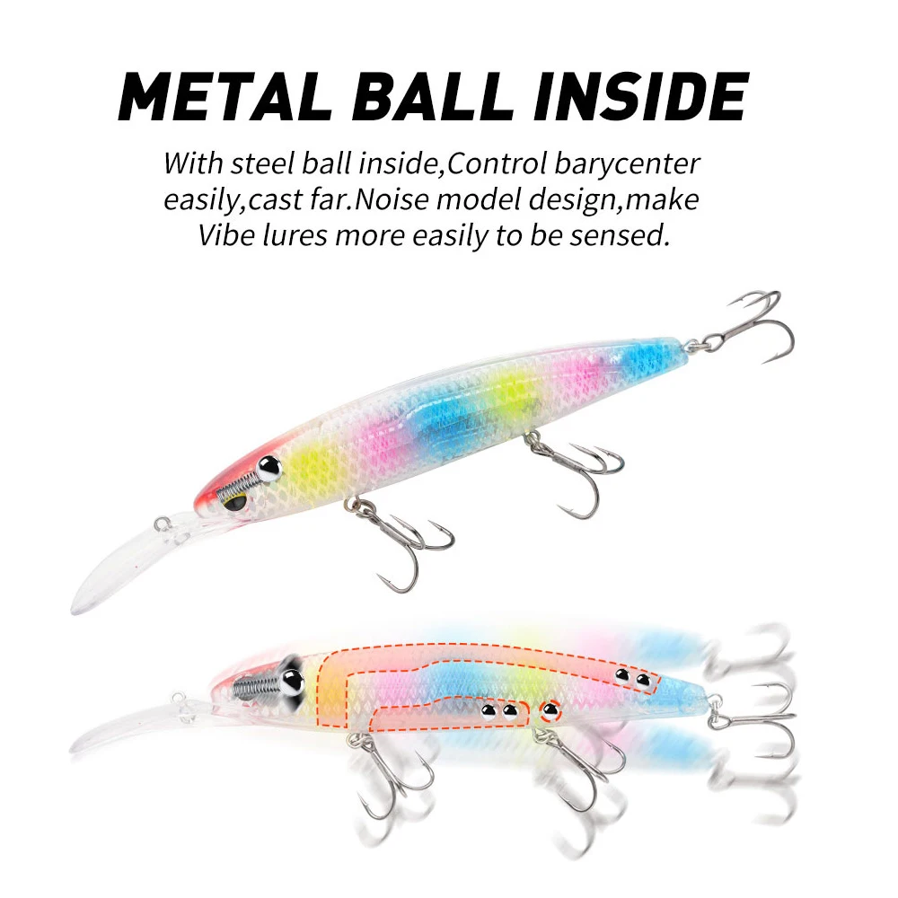Señuelo minnow flotante de buceo profundo con doble anzuelo para mar - imagen 2