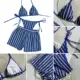 Bikini vintage de punto a rayas con lazo para mujer - imagen 5