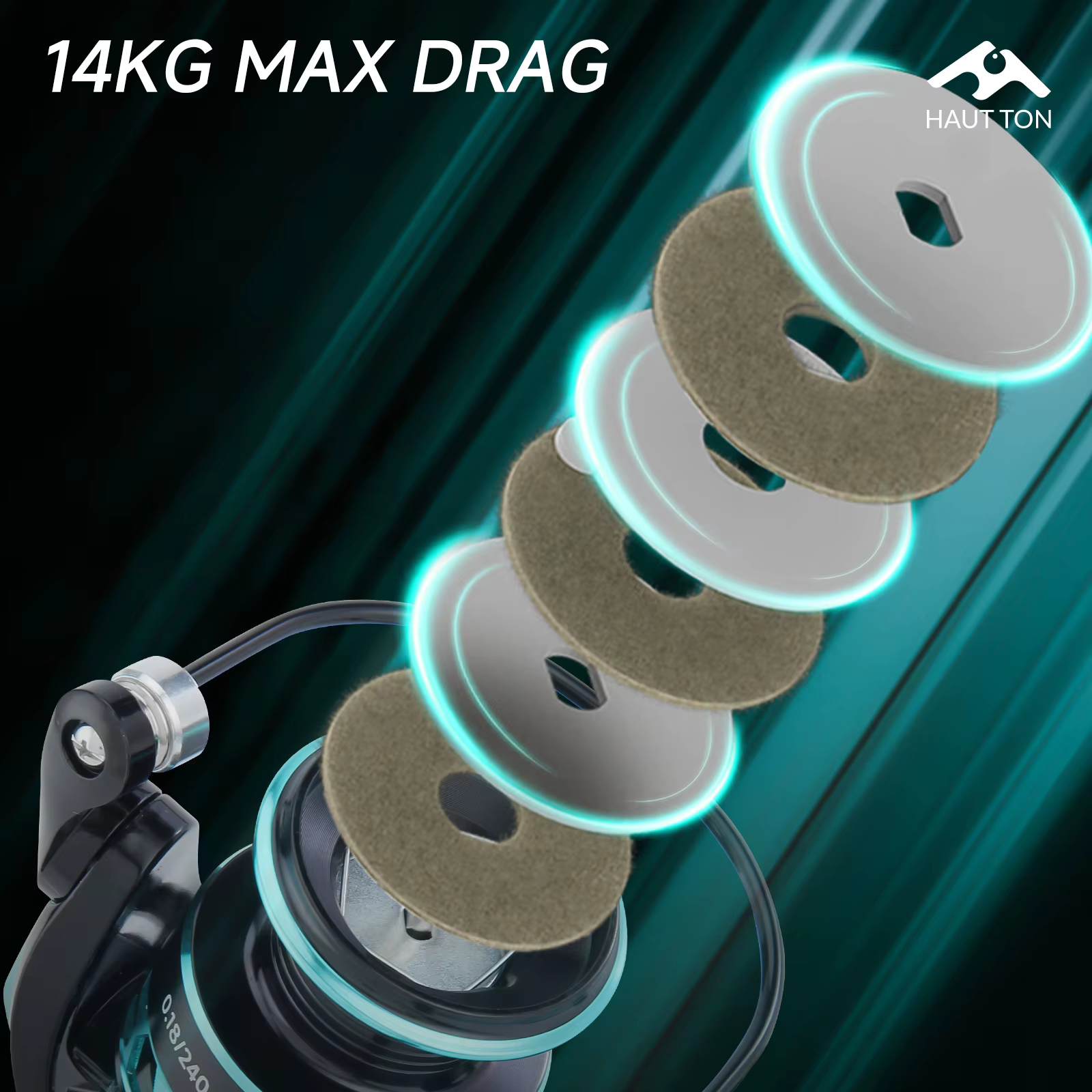 TG BLUE 2500 — Carrete de spinning de aluminio, brazo simple/doble - imagen 2