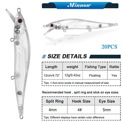 FREE FISHER Jerkbait flotante en blanco transparente con ojos 3D