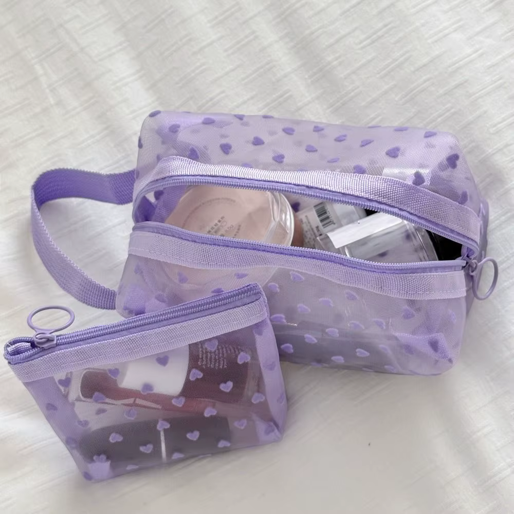 Bolsa de malla con corazones – Organizador de viaje