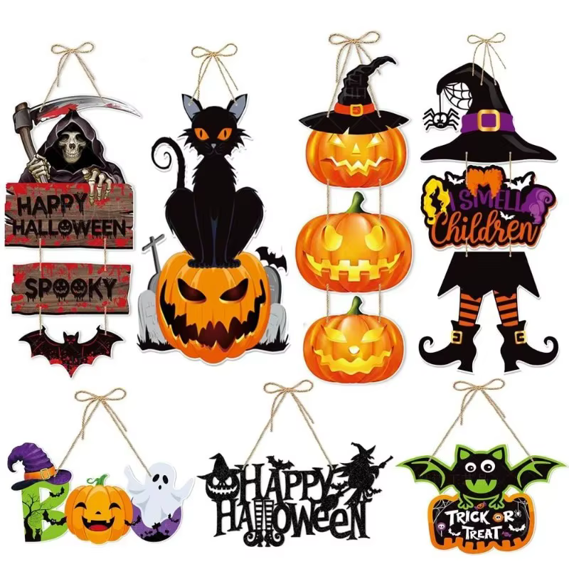 Cartel colgante Halloween de calavera y calabaza para pared - imagen 3