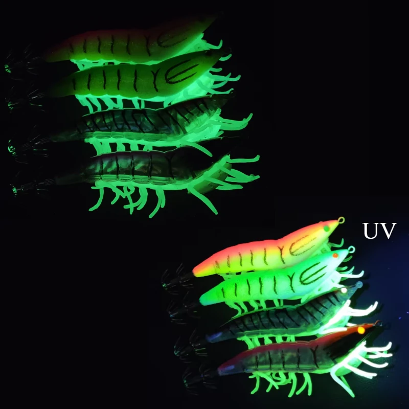Ackibbik señuelo de calamar luminoso de camarón para agua salada - imagen 3