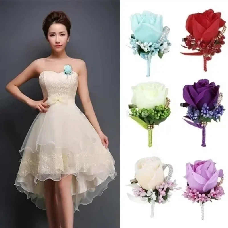 Broche de rosa de seda artificial para novio – decoración floral para traje - imagen 4