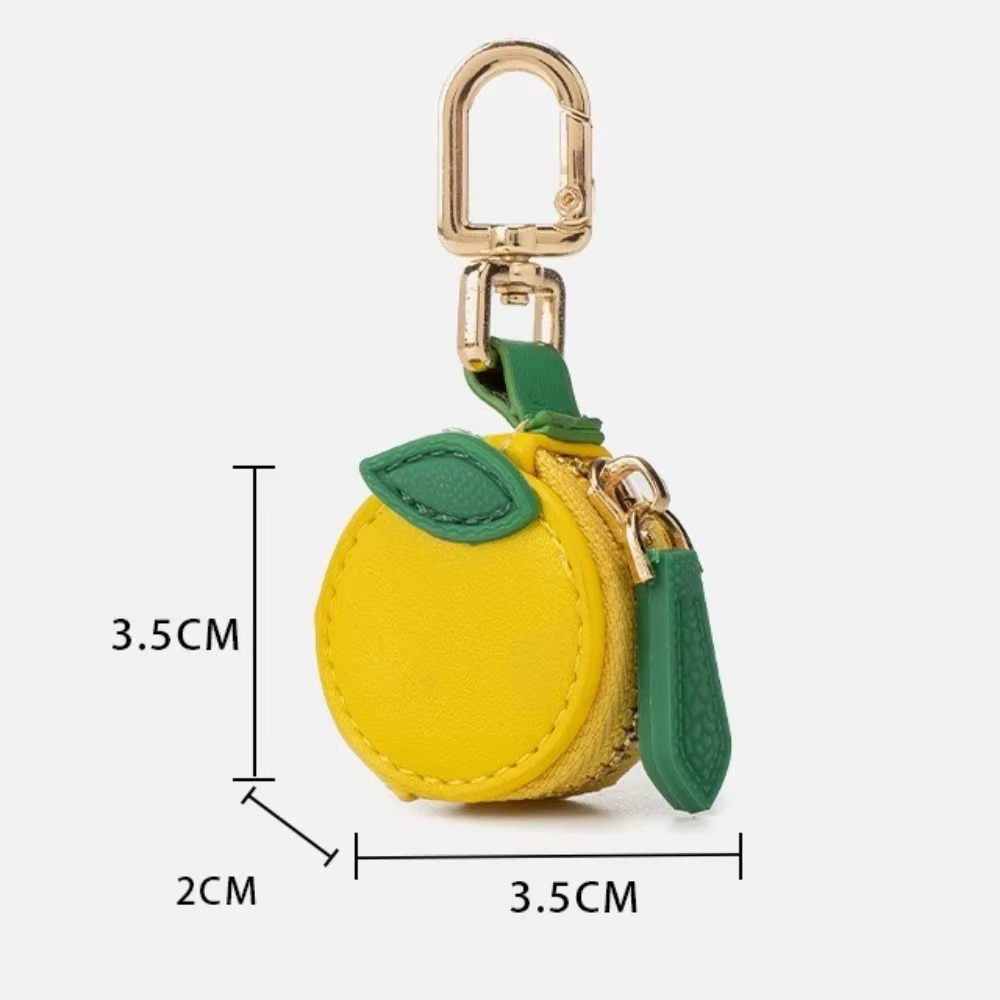 Monedero kawaii de limón amarillo visto desde arriba