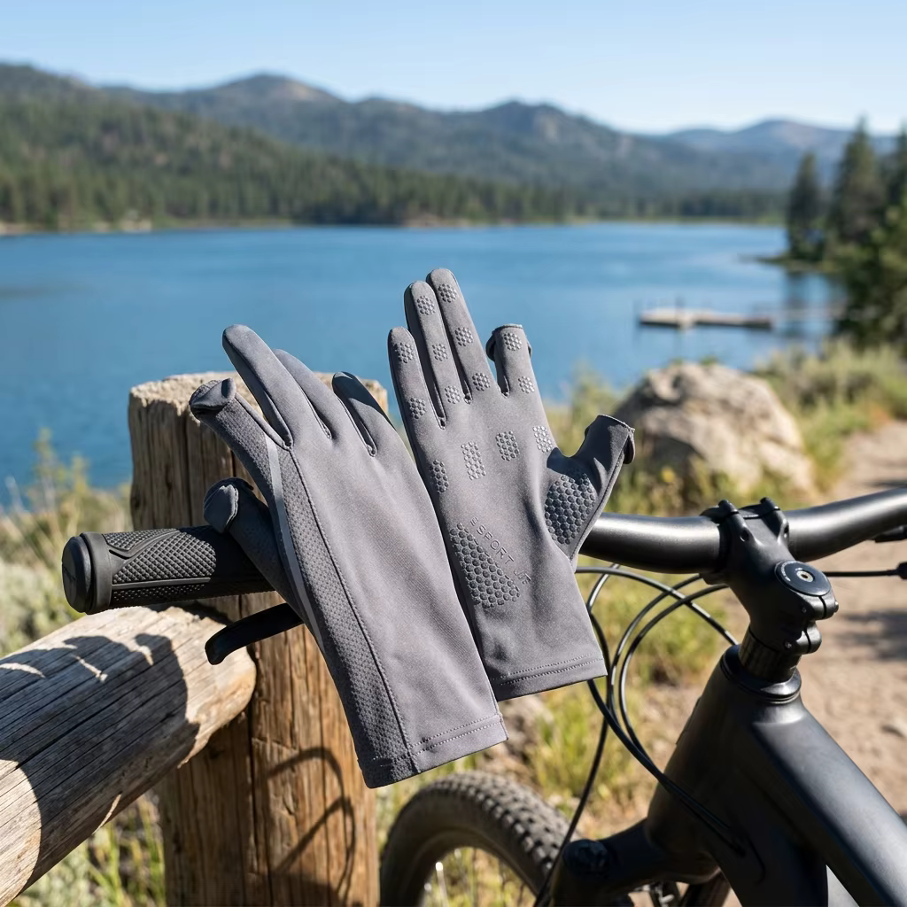Detalle del tejido transpirable de los guantes deportivos