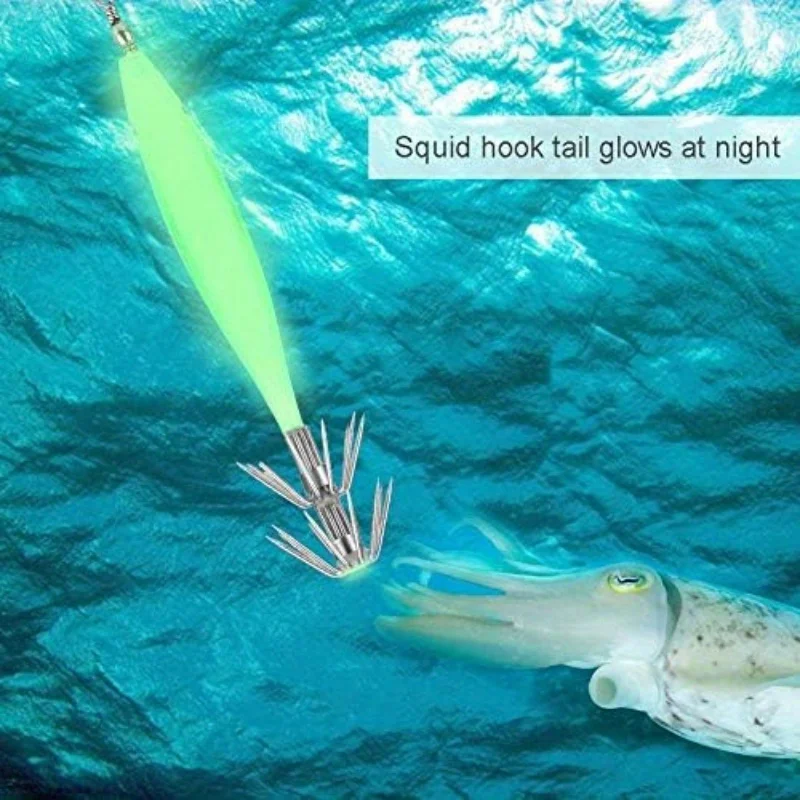 Ackibbik Anzuelos Jig Octopus fosforescentes para calamar con púas - imagen 5