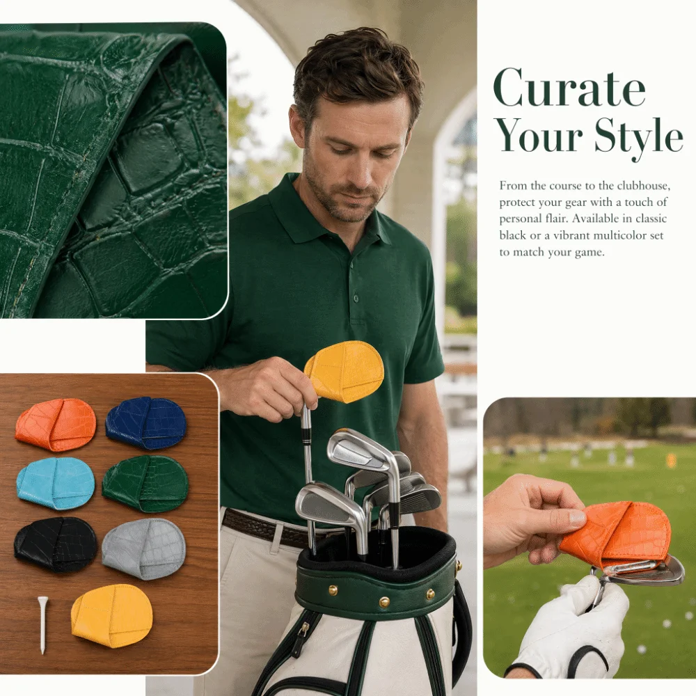 Fundas antideslizantes de cuero PU para hierros de golf cosidas - imagen 3