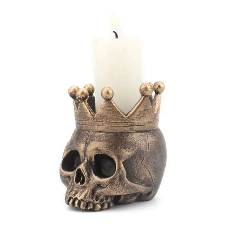 Portavelas calavera Halloween 3D de resina, base decorativa para vela - imagen 3