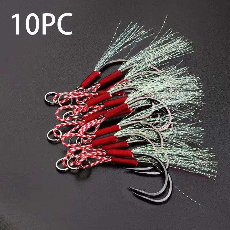Anzuelos de acero al carbono para jigging lento – Hilo y pluma