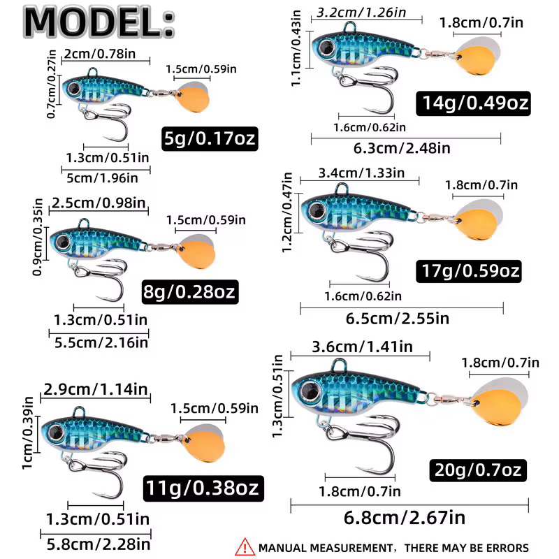 Señuelo giratorio Metal VIB con cola vibratoria – pesca deportiva - imagen 3