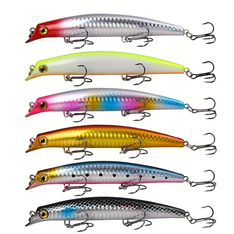 Set de 6 señuelos Popper flotantes de superficie en varios colores