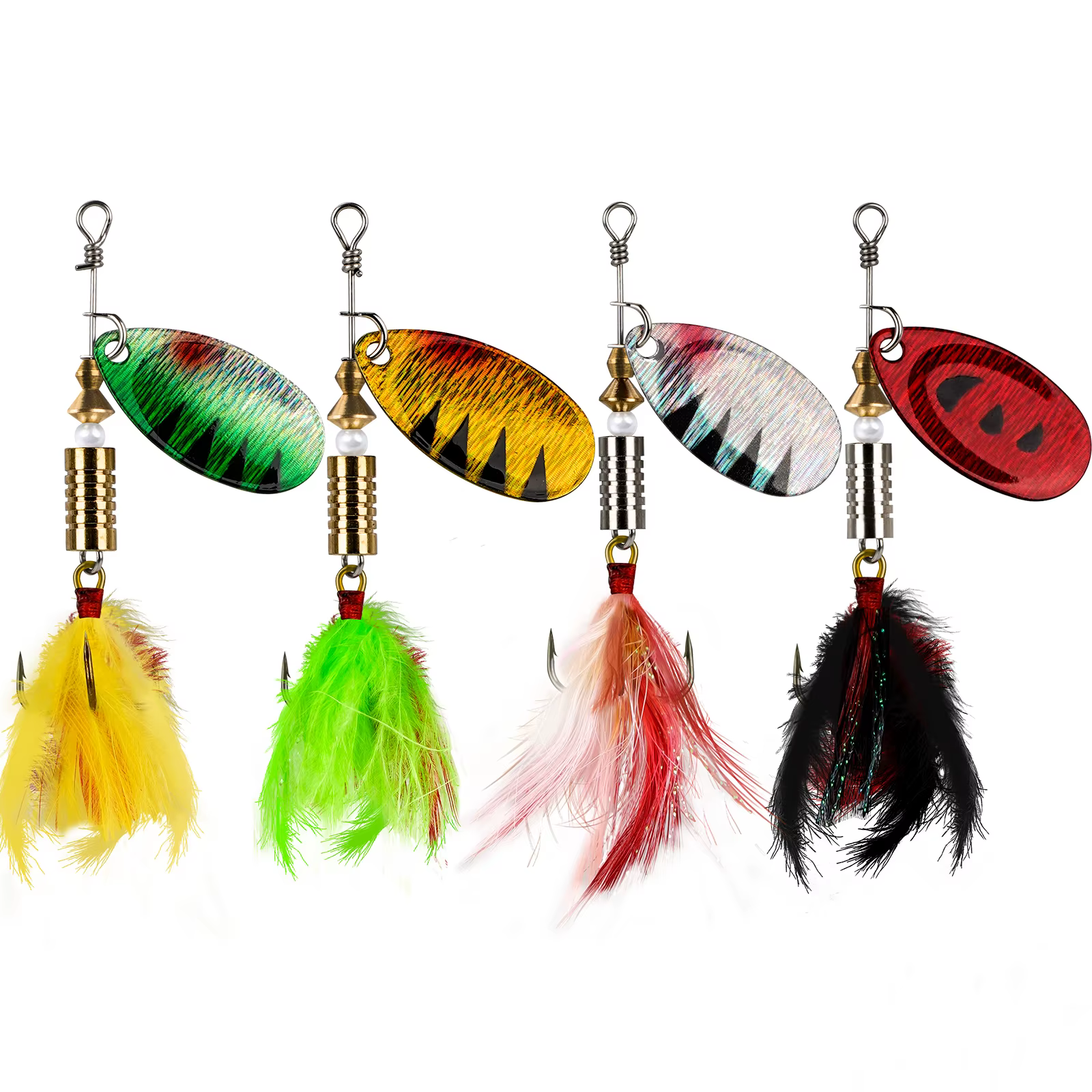Cuchara giratoria con plumas para trucha – Señuelo brillante - imagen 4