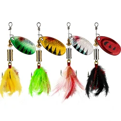 Cuchara giratoria con plumas para trucha – Señuelo brillante