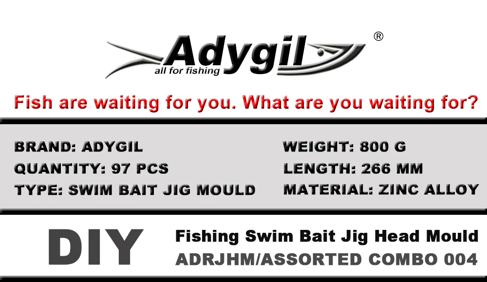 Kit completo de moldes ADYGIL para fabricar jig heads de pesca