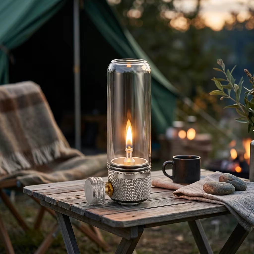 Linterna Vintage de Camping con Cilindro de Gas