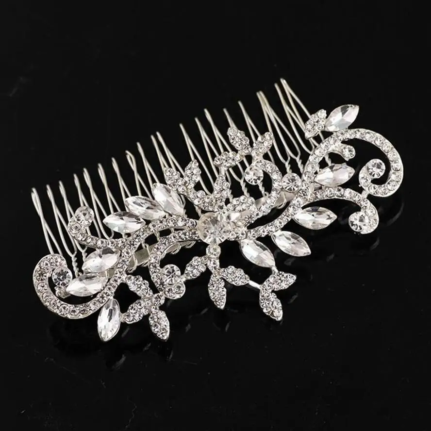 Peineta nupcial con pedrería y diamantes de imitación vintage