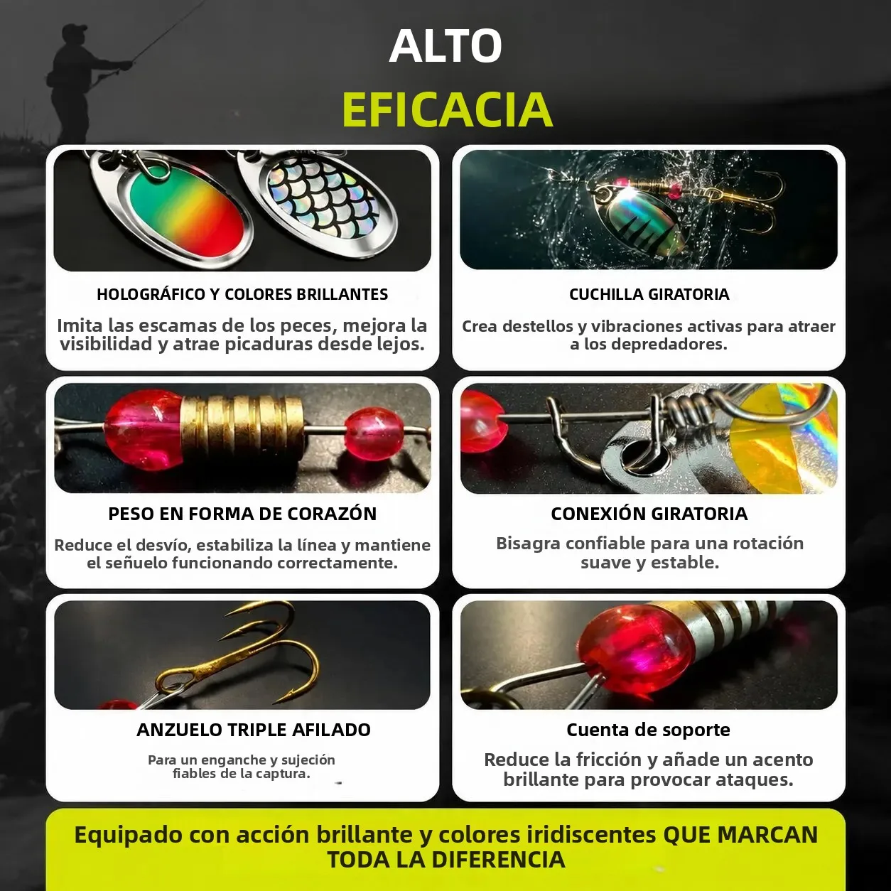 Erchang Señuelos Giratorios con caja de pesca para trucha - imagen 2