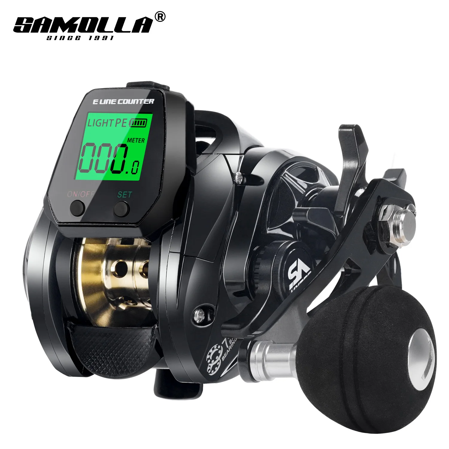 Carrete baitcasting electrónico SAMOLLA – Impermeable con carga USB