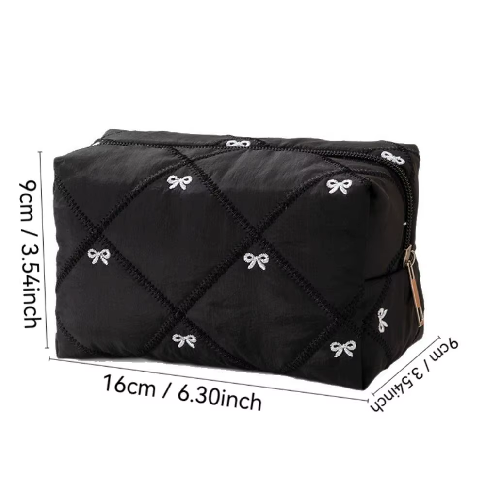 Bolsa de maquillaje acolchada portátil vista lateral