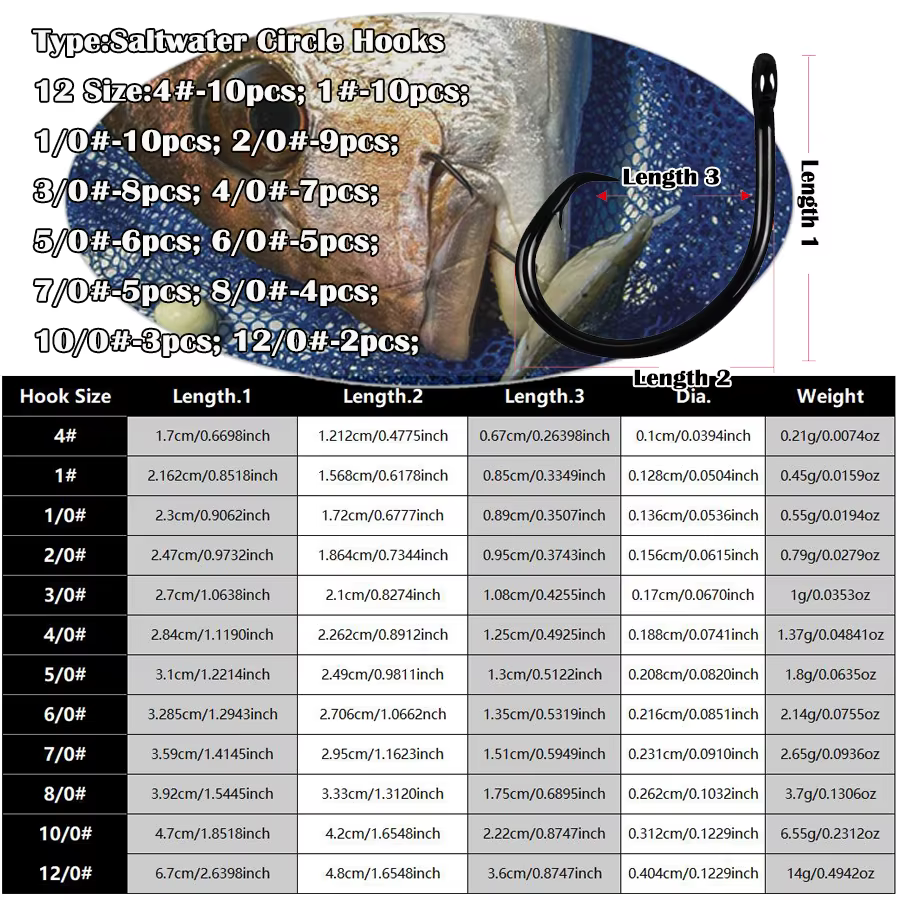Anzuelos Circle Extra Fuertes de Acero al Carbono para Siluro - imagen 3