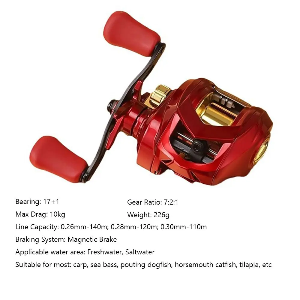 Carrete Baitcasting de fundición metálica 7,2:1 con freno magnético - imagen 4