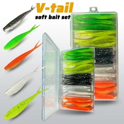 Señuelos swimbait de vinilo con cola en V – Kit completo de pesca