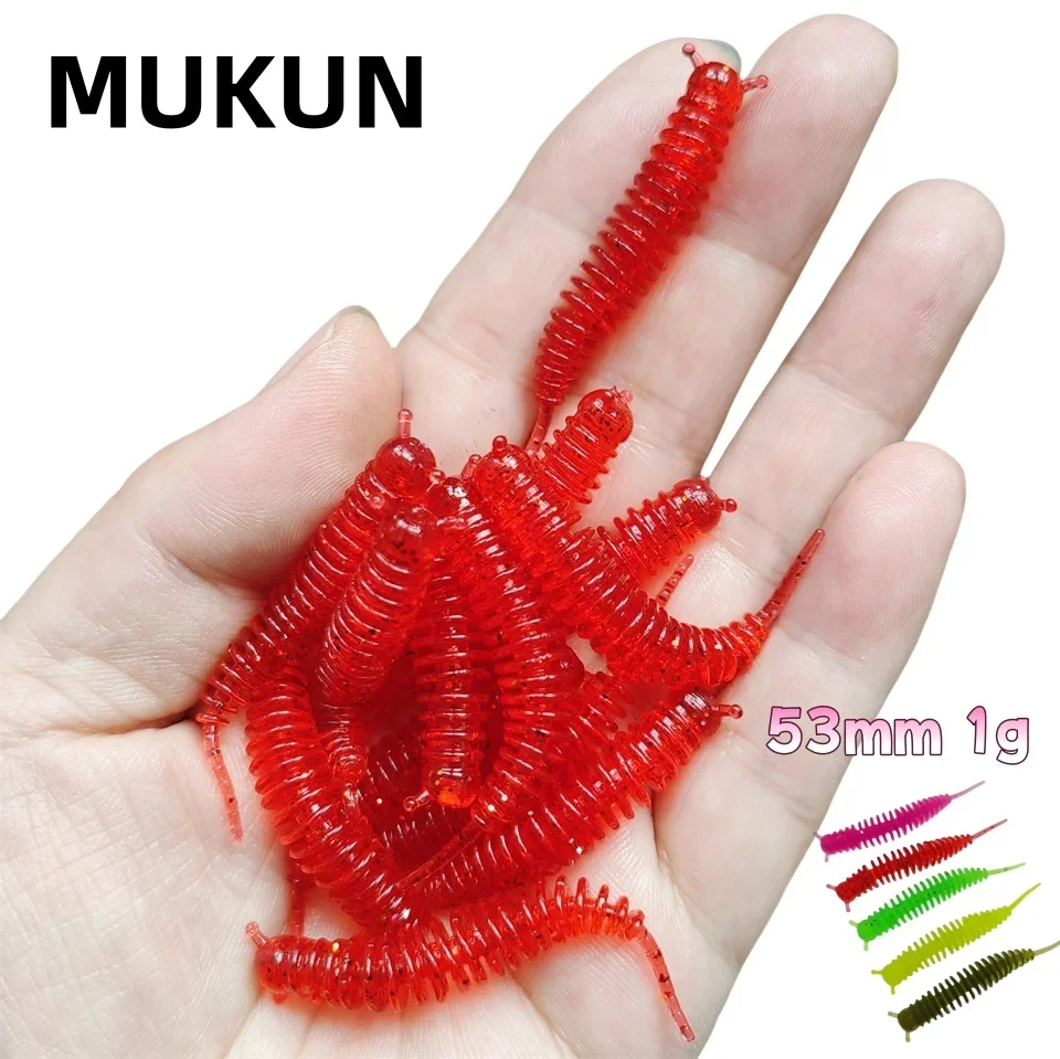 Pack de 20 señuelos suaves MUKUN con forma de gusano