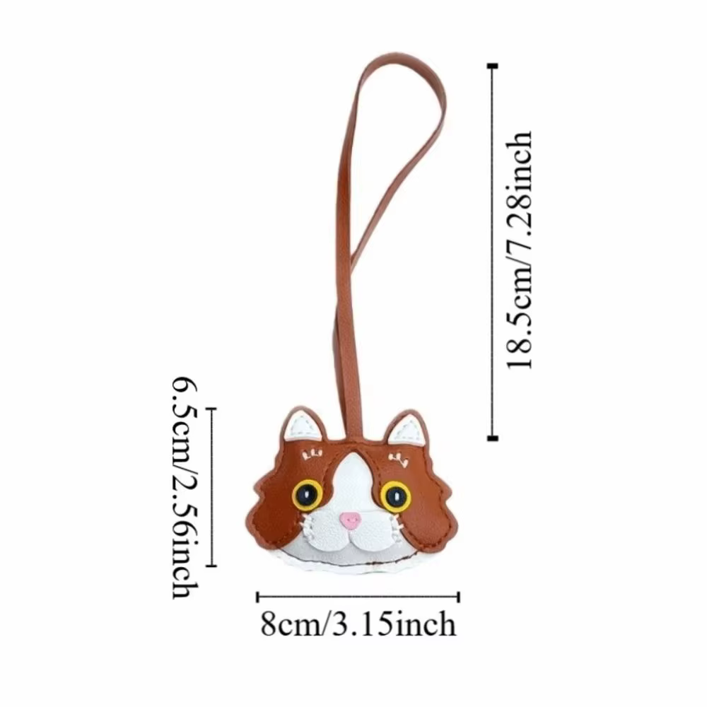Llavero de cuero con forma de gato y diseño animado - imagen 4
