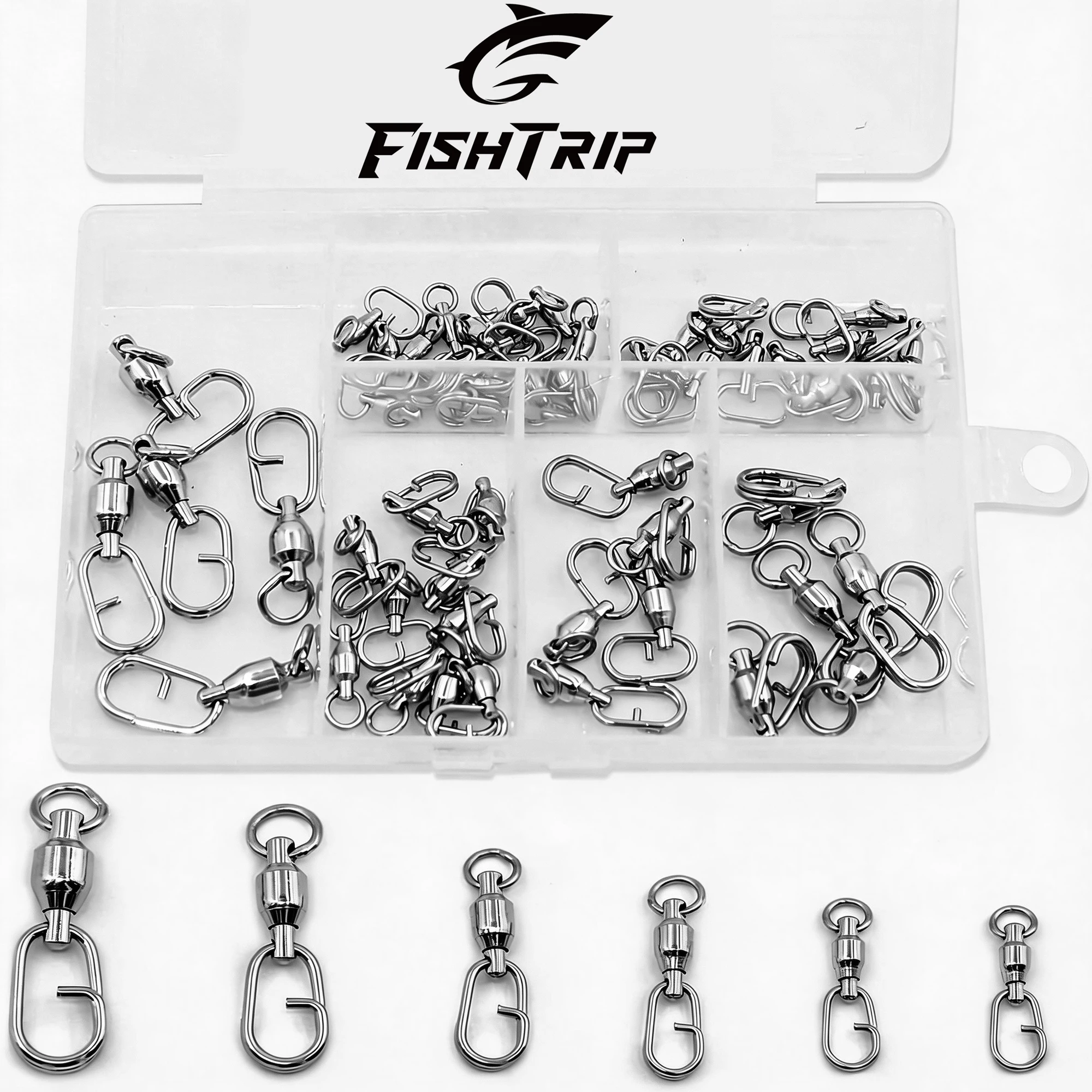 Anzuelos Giratorios con rodamientos y anillos ovalados – acero inox