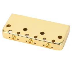 Puente de guitarra metálico fijo dorado vintage, diseño corto