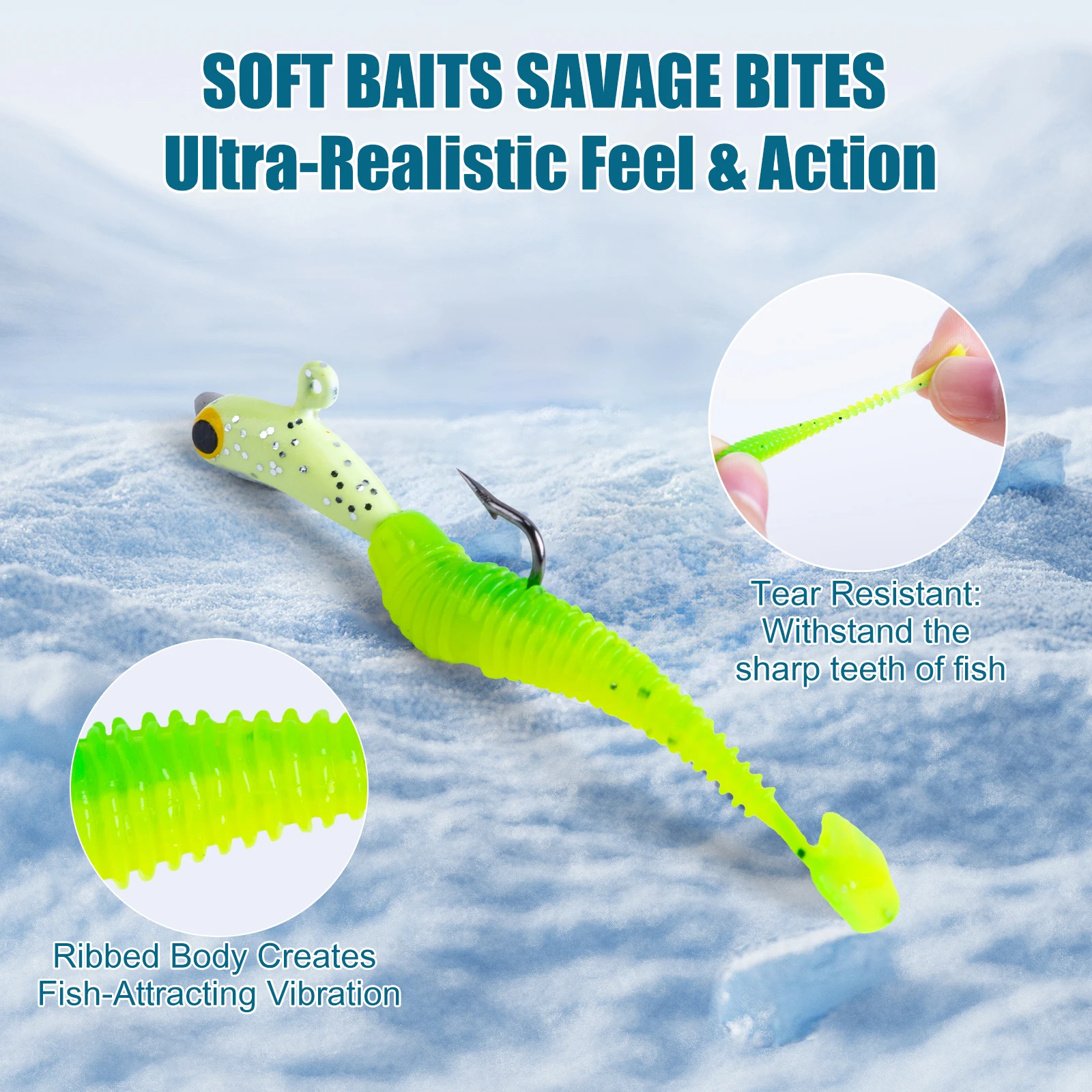 Goture Kit de Señuelos para Pesca en Hielo con Jigs y Vinilos - imagen 2