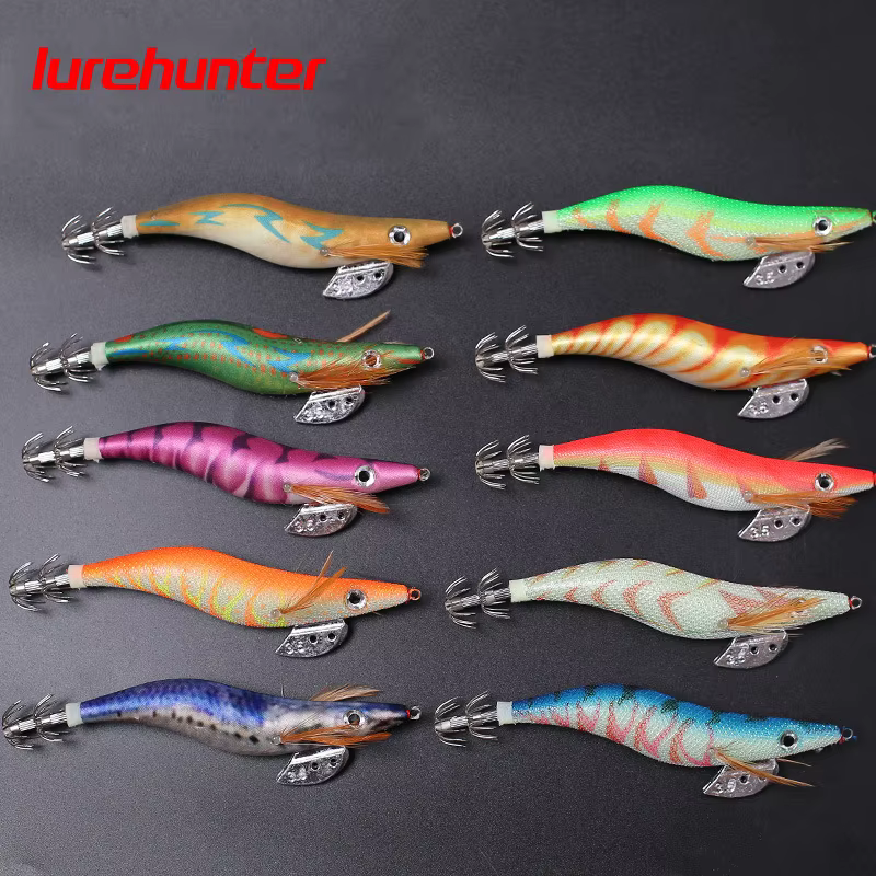 Jig Luminoso 3D para Calamar – Señuelo Shrimp Glow en Madera - imagen 3