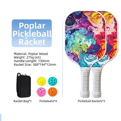 Pala de pickleball de madera de álamo ligera con bolsa