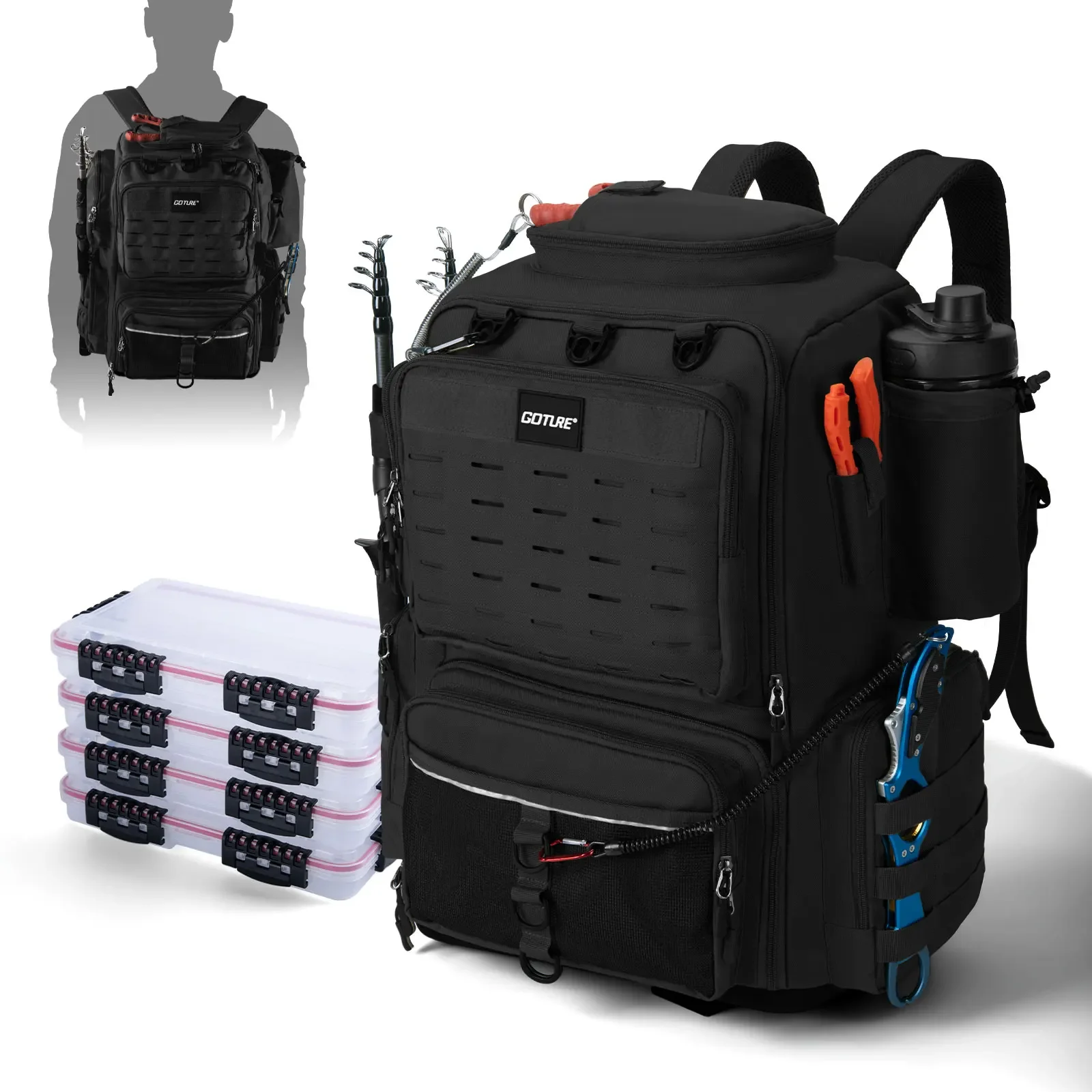 Detalle de mochila para exteriores