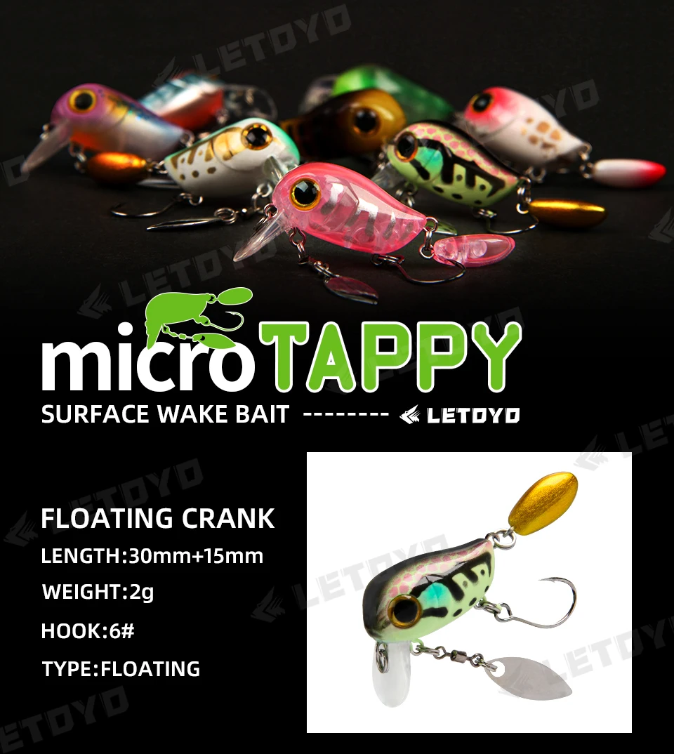 Mini crankbait LETOYO en acción superficial