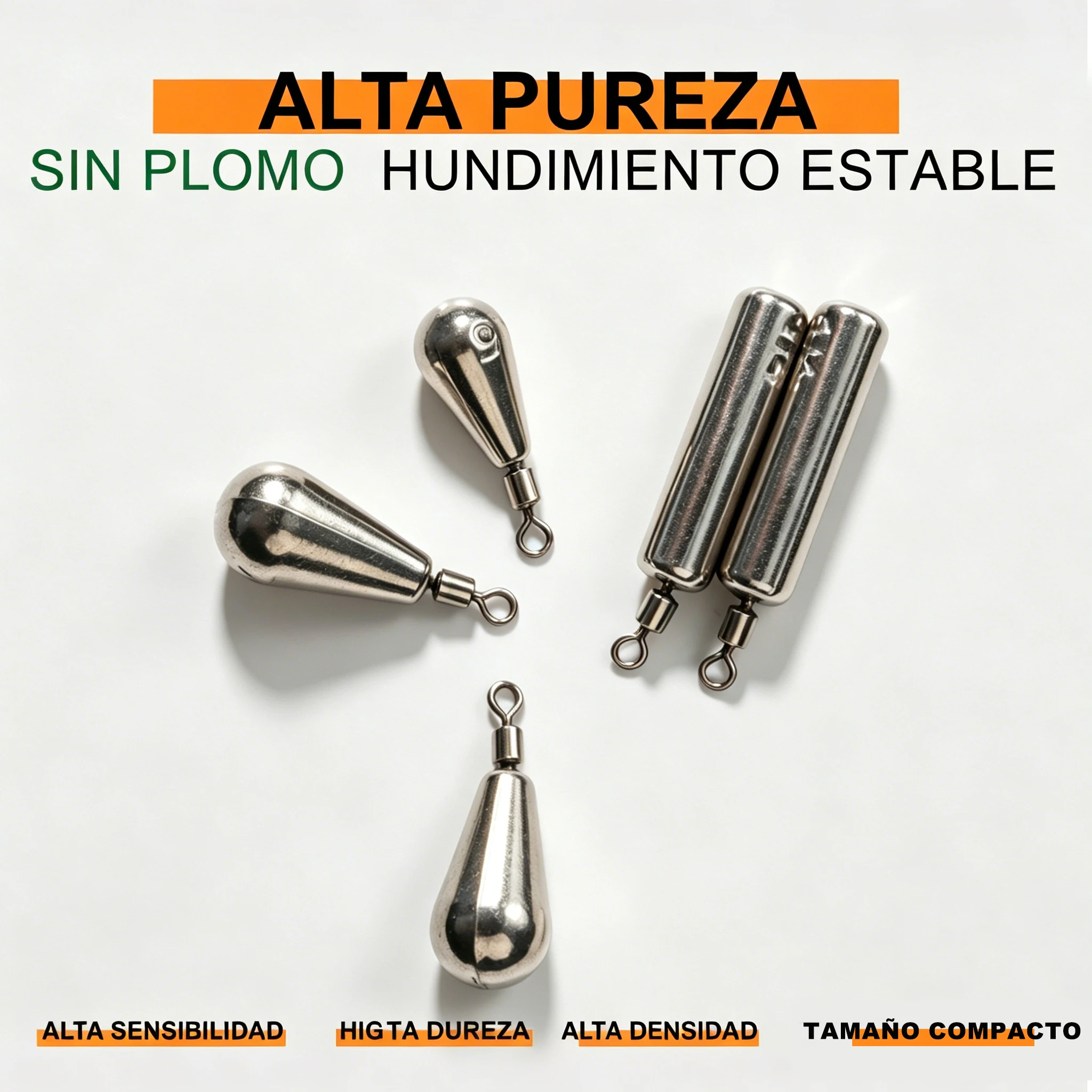 Plomos cilíndricos con esmerillón giratorio para agua dulce y salada