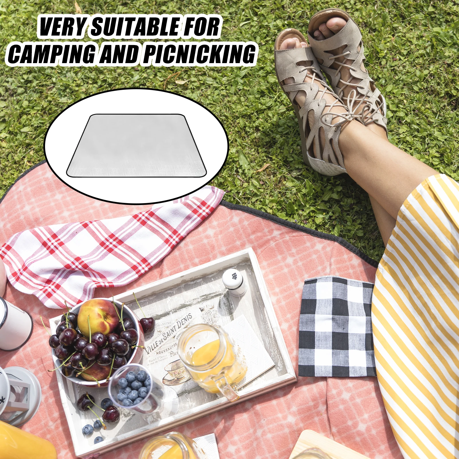 Alfombra de camping impermeable doble cara con aluminio, plegable - imagen 5