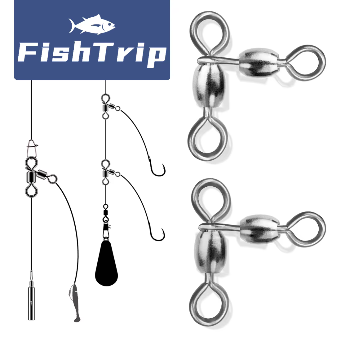 Girabuzo triangular 3 vías FishTrip acero inoxidable - imagen 2