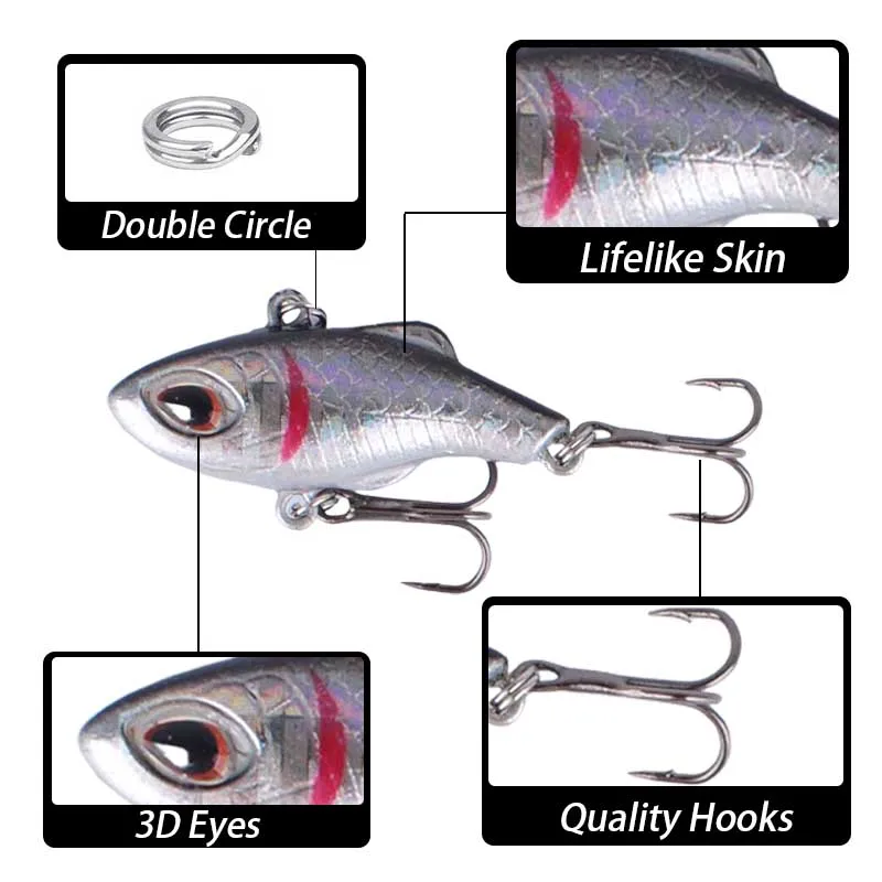 Pack de 10 señuelos VIB multicolores para pesca invernal