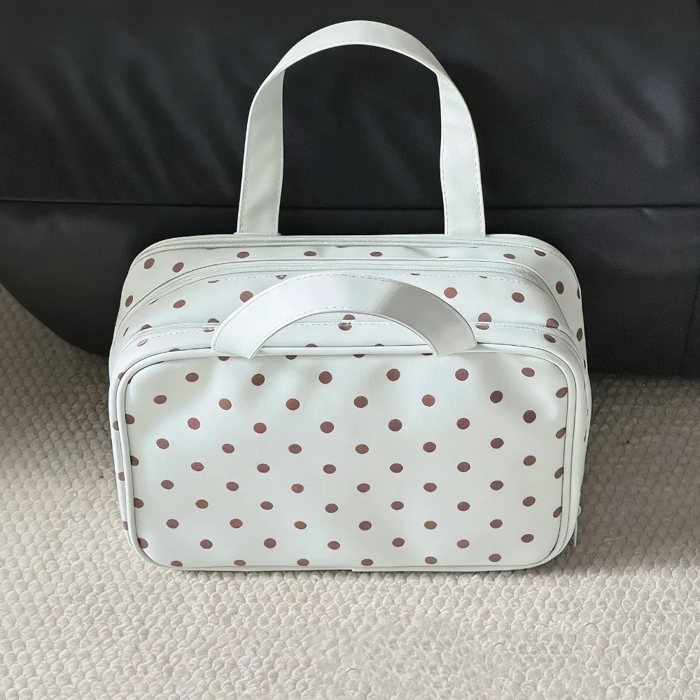 Bolsa de aseo multicapa con PU y asa, diseño de puntos - imagen 4