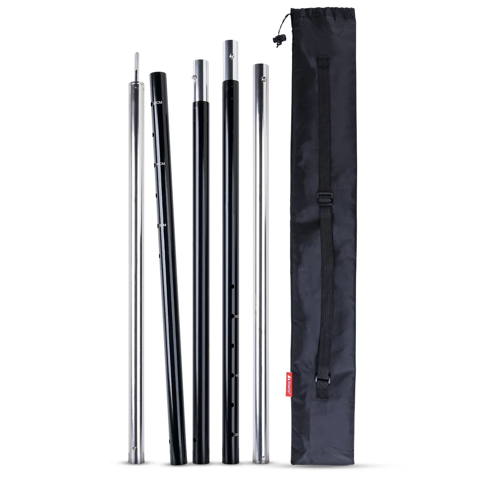 Postes telescópicos de aluminio extendidos para toldo de camping